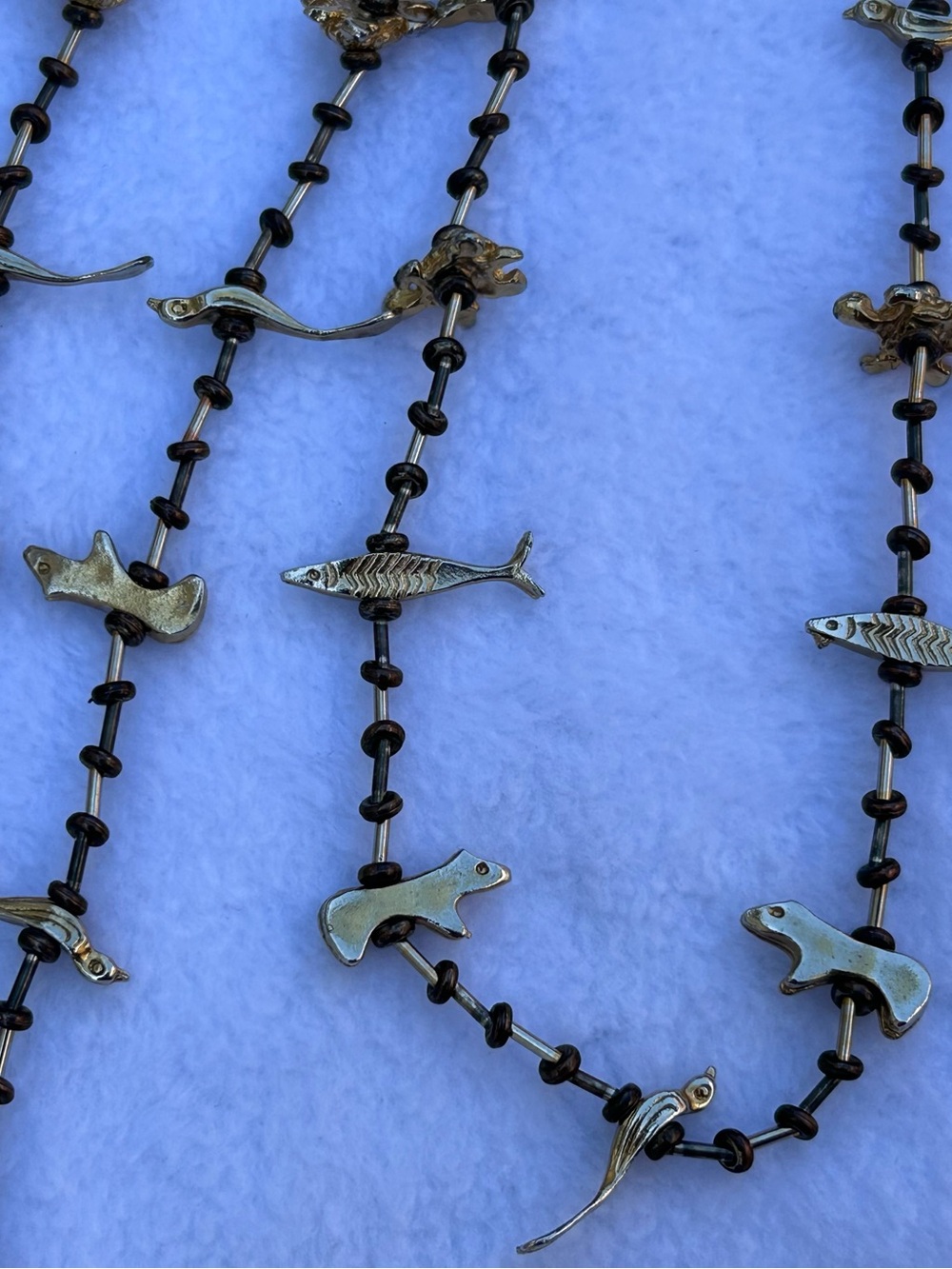 Vintage Style Gold Tone Animal Necklace Fish Birds Safari Wildlife Statement - Picture 8 of 9